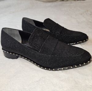 Adrianna Papell Black Loafers with Studded Trim